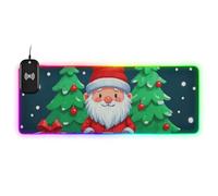 Tappetino per mouse con scritta "Merry Christmas" e Babbo Natale CLS Wirel di ricarica incandescente per il gamer, grande, 89,9 x 40 cm, piccolo tappetino da scrivania per tastiera e mouse