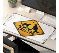 Tappetino per mouse con scritte divertenti, motivo: gatto che attraversa il segno, tappetino per mouse divertente, tappetino per scrivania da lavoro, grande