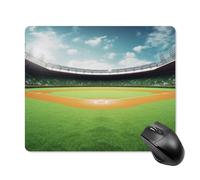Tappetino per mouse con sfondo verde con campo da baseball e base in gomma antiscivolo, tappetino per mouse quadrato, tappetino da scrivania per laptop, ufficio, accessori regalo, 18 x 22 cm