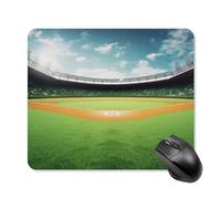 Tappetino per mouse con sfondo verde con campo da baseball e base in gomma antiscivolo, tappetino per mouse quadrato, tappetino da scrivania per laptop, ufficio, accessori regalo, 25 x 30 cm