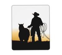 Tappetino per mouse con silhouette di cowboy con lazo, tappetino per mouse impermeabile con base in gomma antiscivolo, tappetino per mouse da gioco liscio con bordo cucito, tappetino per mouse per