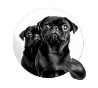 Tappetino per mouse con simpatico cane carlino nero piccolo tappetino per mouse con base in gomma antiscivolo, comodo tappetino per mouse da gioco per computer portatile rotondo impermeabile per