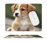 Tappetino per mouse con simpatico cucciolo di cane, con base antiscivolo, tappetino per mouse da gioco in pelle, impermeabile, tappetino da scrivania per computer portatile, accessori da scrivania per