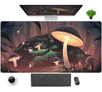 Tappetino per mouse con simpatico fungo magico, con foresta estetica, da gioco con bordi cuciti, 80 x 40 cm, motivo natura mistica, per computer portatile, XXL