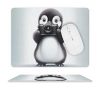 Tappetino per mouse con simpatico pinguino, impermeabile, con base in gomma antiscivolo, bordo cucito, divertente, per casa, ufficio, dormitorio, scrivania, accessori decorativi, 20,3 x 25,4 cm