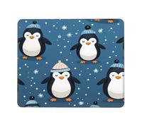 Tappetino per mouse con simpatico pinguino, tappetino per mouse da gioco con neve con bordi cuciti, base in gomma antiscivolo, tappetino per mouse per PC portatile, 26 x 21 cm