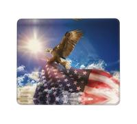 Tappetino per mouse con stampa artistica con aquila con bandiera americana e bordo cucito, comodo tappetino per mouse con base in gomma antiscivolo per computer/caffè/casa/ufficio