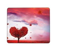 Tappetino per mouse con stampa di albero con cuore rosso, tappetino per mouse per computer con base in gomma antiscivolo, tappetino per mouse da ufficio, per computer portatile da gioco, 21,1 x 26,2