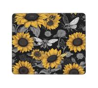 Tappetino per mouse con stampa di api e girasoli, 20,1 x 24,1 cm, impermeabile, antiscivolo, base in gomma, per computer portatile, scrivania, decorazione per casa e ufficio