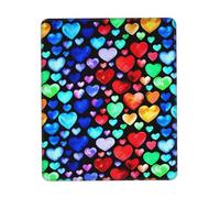 Tappetino per mouse con stampa di cuori arcobaleno, 20 x 24 cm, base in gomma antiscivolo, tappetino per mouse da gioco, per computer, laptop, ufficio, casa