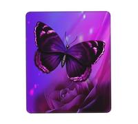 Tappetino per mouse con stampa di farfalle e fiori viola, 17,8 x 21,8 cm, base in gomma antiscivolo, tappetino per mouse da gioco per computer, laptop, ufficio, casa