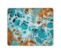 Tappetino per mouse con stampa di mucca color turchese marmo, tappetino per mouse da gioco con bordi cuciti, base in gomma antiscivolo, per PC portatile, 22 x 18 cm