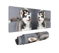 Tappetino per mouse con stampa di un cane husky carino, antiscivolo, tappetino per tastiera del computer, per ufficio e casa, 80 x 30 cm