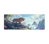 Tappetino per mouse con stampa floreale e scritta "Descending The Mountain", grande tappetino per mouse con bordi cuciti, base in gomma antiscivolo lunga, tappetino da scrivania per ufficio, casa