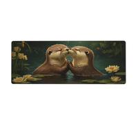 Tappetino per mouse con stampa floreale "There Are Two Mice In The Lakefloral", tappetino per mouse grande con bordi cuciti, base in gomma antiscivolo lunga, tappetino da scrivania per ufficio, casa