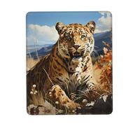 Tappetino per mouse con stampa leopardo in cerca di preda - Tappetino per mouse da gioco impermeabile con base in gomma antiscivolo per ufficio, casa e computer portatile, 18 x 24 cm