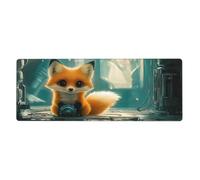 Tappetino per mouse con stampa meccanica Little Foxfloral tappetino per tastiera portatile grande tappetino per mouse con bordi cuciti, base in gomma antiscivolo lunga tappetino da scrivania a molla