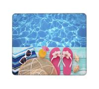 Tappetino per mouse con stampa vacanze estive con bordo cucito, comodo tappetino per mouse con base in gomma antiscivolo per computer/caffè/casa/ufficio