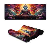Tappetino per mouse con statua di Buddha colorata bordi cuciti per sensori da gioco basso attrito superficiale antiscivolo accessori da gioco per Mac e PC 30x80cm