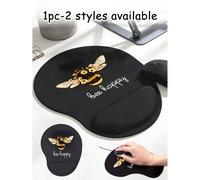 Tappetino per mouse con supporto per il polso ergonomico, design carino a tema ape, stampato con la scritta "Bee Happy". Atmosfera primaverile; realizzato in materiale EVA di alta qualità, confortevol
