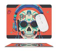 Tappetino per mouse con teschio con auricolari punk rock, impermeabile e antiscivolo, tappetino per mouse portatile, comodo tappetino per mouse per desktop, casa, ufficio, laptop