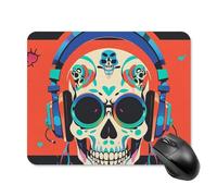 Tappetino per mouse con teschio e auricolari punk rock con bordo cucito, tappetino per mouse di alta qualità in panno lavabile, tappetino per mouse in gomma antiscivolo, design perfetto per giochi