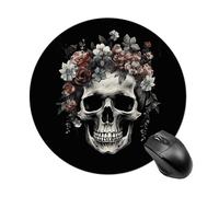 Tappetino per mouse con teschio nell'oscurità, piccolo tappetino per mouse con base in gomma antiscivolo, comodo tappetino per mouse da gioco, rotondo, impermeabile, per ufficio e casa, 19 x 20 cm