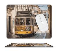 Tappetino per mouse con tram di Lisbona, impermeabile e antiscivolo, tappetino per mouse portatile, comodo tappetino per mouse per desktop, casa, ufficio, laptop