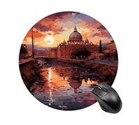 Tappetino per mouse con tramonto a Roma, piccolo tappetino per mouse con base in gomma antiscivolo, comodo tappetino per mouse da gioco, rotondo, impermeabile, per ufficio e casa, 19 x 20 cm