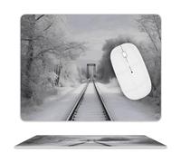 Tappetino per mouse con treno innevato, impermeabile, antiscivolo, base in gomma con bordo cucito, divertente, per casa, ufficio, dormitorio, scrivania, accessori decorativi, 20,3 x 25,4 cm