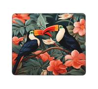 Tappetino per mouse con tucano della giungla tropicale, tappetino per mouse da gioco con bordi cuciti, base in gomma antiscivolo, tappetino per mouse per PC portatile 24 x 20