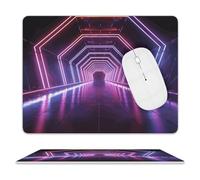 Tappetino per mouse con tunnel con luci al neon, antiscivolo, double face, in pelle, personalizzabile, impermeabile, quadrato, comodo, standard, per ufficio e casa