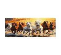 Tappetino per mouse con una mandria di cavalli che correva nel fiume, grande tappetino per mouse con base in gomma antiscivolo estesa con bordi cuciti, tappetino per mouse da gioco per PC desktop