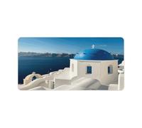 Tappetino per mouse con vista mare sull'isola di Santorini, grande, antiscivolo, per scrivania da ufficio, grande, per computer e laptop, protezione per laptop, blocchi per scrivere per ufficio e casa