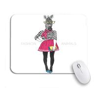 Tappetino Per Mouse Cool Zebra Hipster Girl Animal Creative Female Funny Anthropomorphic Mousepad Forma Rettangolare Portatile Tappetino Mouse Gaming, Per Ufficio, Gioco, 25 x 30cm