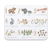 Tappetino per Mouse Counting 1-10 Watercolor Creatures Numbers Educational Poster Tappetino Mouse Piccolo Portatile Mousepad Forma Rettangolare, per Scrivania, Laptop, Casa, 25x30cm