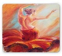 Tappetino per Mouse Country Painting of A Dancing Lady Woman's Back Flamenco Colorful Bohemian Artwork Print Tappetino Mouse Antipolvere Lavabile Sottomano, per Ufficio, Computer, 25x30cm