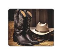Tappetino per Mouse Cowboy Black Hat Western Boots 25X30Cm Portatile Tappetino Mouse Piccolo Antiscivolo Mousemat per Pc Gioco