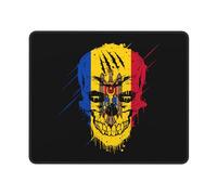 Tappetino per Mouse Creative Moldova Patriot Skull National Flag Tappetino per Tastiera Migliora Precisione E velocità Mousepad con Bordi Cuciti Desk Mat per Gaming Mac 25X30Cm
