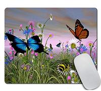 Tappetino per Mouse Cute Butterflies in Daisy Fields 25X30Cm Antiscivolo Tappetino Mouse Piccolo Antipolvere Tappetino per Pc Laptop