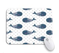 Tappetino per Mouse Cute Cartoon Whales On Polka Dots Sea Child Drawing Tappetino per Il Mouse Antiscivolo Impermeabile Mousepad Forma Rettangolare, per Gaming Mouse, Computer, 25 x 30cm