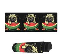 Tappetino per Mouse Cute Pug Paw On Watermelon Tappetino per Il Mouse Antiscivolo Base Antiscivolo in Gomma Sottomano, per Scrivania, Ufficio, Laptop, 80x30cm