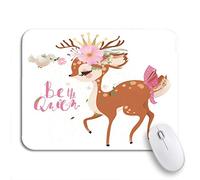 Tappetino per Mouse Cute Romantic Dreaming Baby Deer Fawn Flower Wreath Tappetino Mouse Pad Antipolvere Personalizzato Sottomano, per Computer, Laptop, 25 x 30cm
