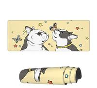 Tappetino per Mouse Cute Two French Bulldogs Tappetino Mouse Gaming Impermeabile Mousepad Forma Rettangolare, per Computer, Ufficio, Laptop, 80x30cm