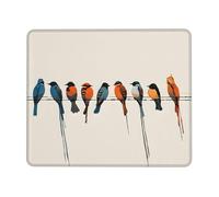 Tappetino per mouse da gioco, 20,1 x 24,1 cm, stampa con uccellini, impermeabile, antiscivolo, in pelle, per ufficio, scrivania, laptop e PC