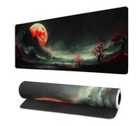 Tappetino per mouse da gioco, 30,5 x 80 cm, con bordi cuciti, antiscivolo, per casa e ufficio, per aumentare il livello del tuo (lago notturno), grande base antiscivolo