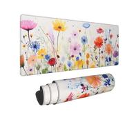 Tappetino per mouse da gioco, 30,5 x 80 cm, motivo con fiori selvatici, design ergonomico per alleviare il dolore, perfetto per utenti di computer, ampia base antiscivolo, tappetino da scrivania