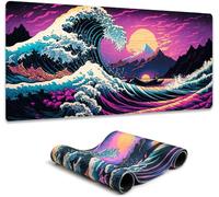 Tappetino per mouse da gioco, 30,5 x 80 cm, motivo: teschio horror, luce nera, scheletro colorato, neon che si illumina al buio, astratto, per ufficio e casa, ampia base antiscivolo