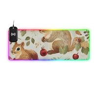 Tappetino per mouse da gioco a forma di scoiattolo con filo ad acquerello, non lavabile, 89,9 x 39,9 cm, opaco per scrivania