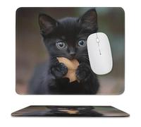 Tappetino per Mouse da Gioco Animal Cat Black Fallen Leaves Cute Durevole Tappetino Mouse Gaming Bordi Cuciti Accessori Gaming per Mac Computer Ufficio 10X12In